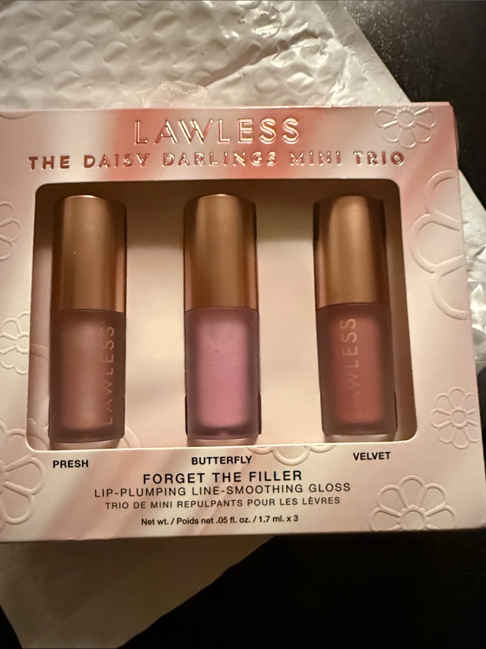 LAWLESS The Daisy Darlings Mini Trio — Pink, Rose, Mauve Lip Gloss Set